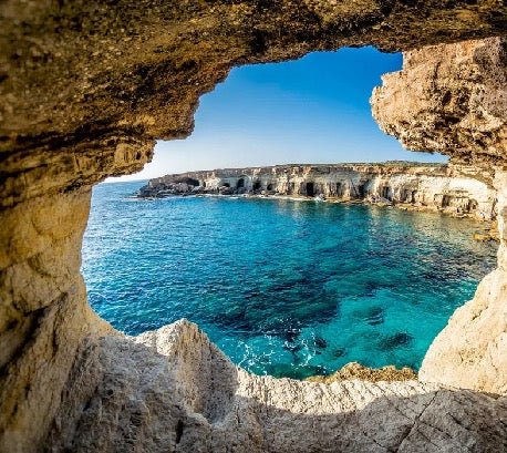 Marine cave bathroom wallpaper