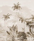 Panoramic jungle eden sepia wallpaper