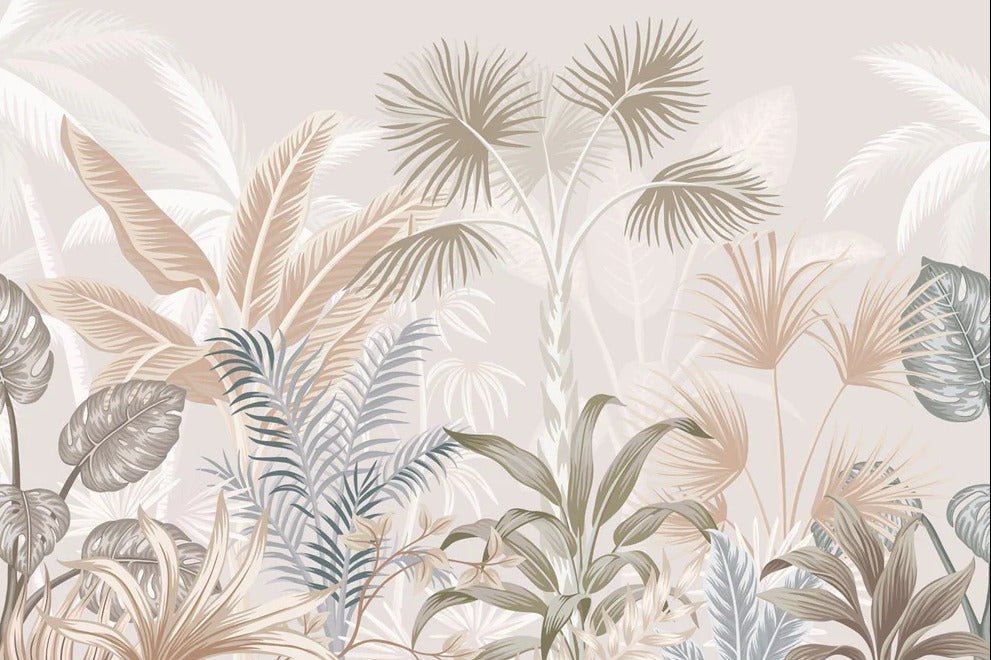 Panoramic terracotta jungle wallpaper