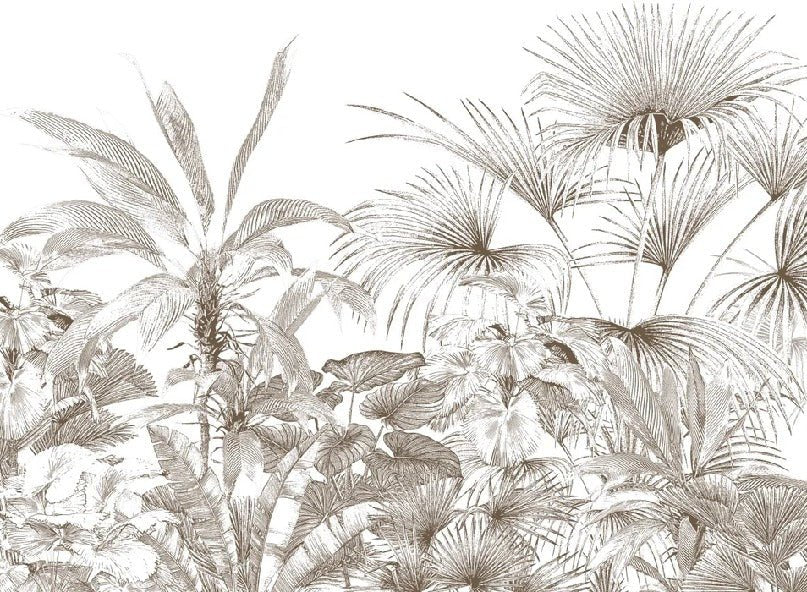 Monochrome engraving tropical wallpaper