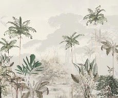Panoramic jungle eden green wallpaper
