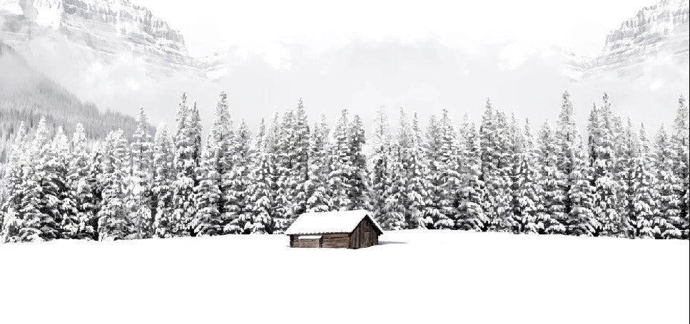 Panoramic mountain chalet wallpaper