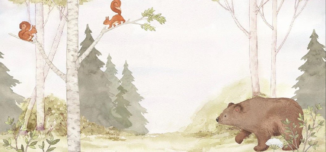 Papier peint enfant tendre ours dans la forêt, XXL, tendance