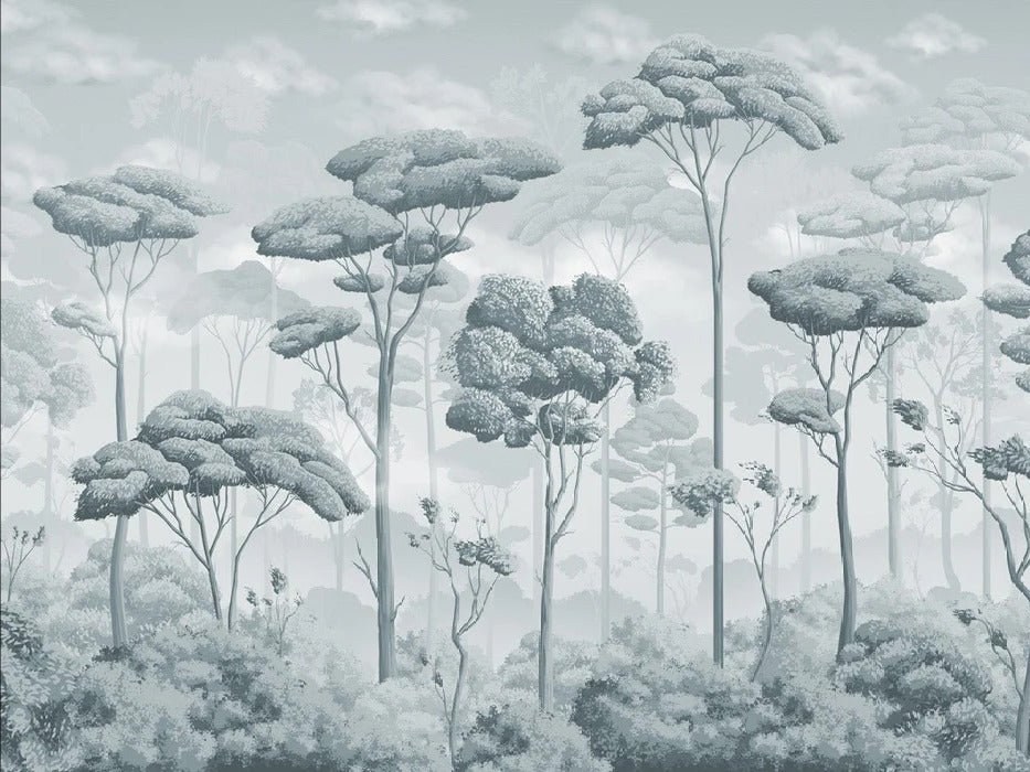 Silver-blue voluptuous pinewood panoramic wallpaper