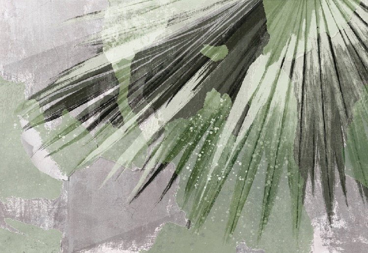 Grey palm retro panoramic wallpaper