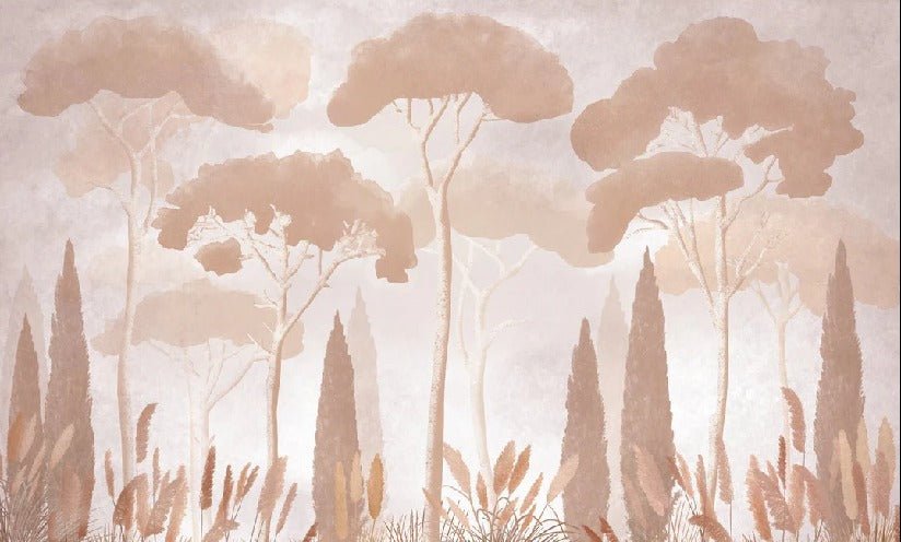 Papier peint sépia cyprès pins, XXL, tendance