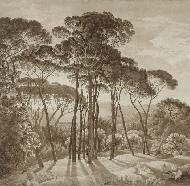 Panoramic amber Italian landscape wallpaper