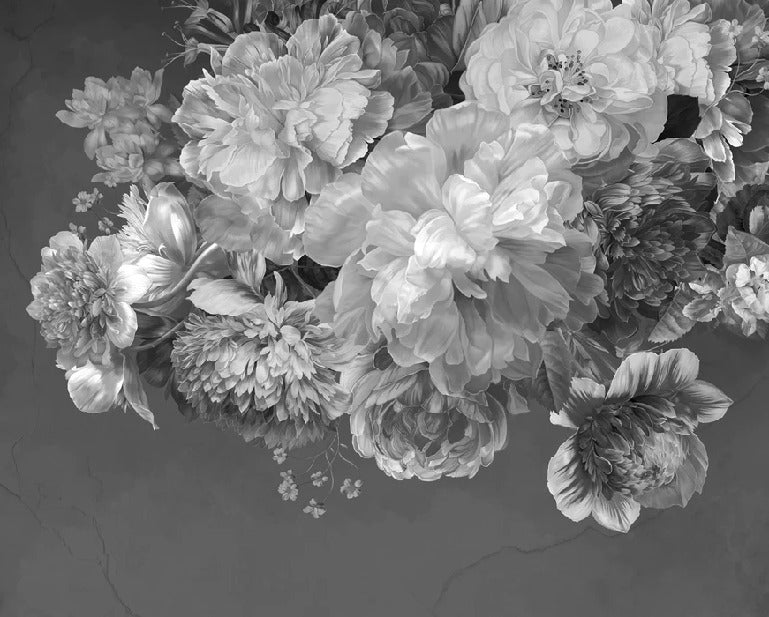 Black and white peony flower wallpaper