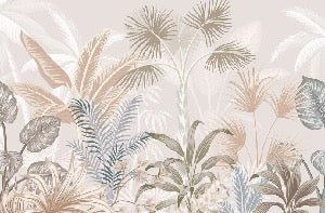 Panoramic terracotta jungle wallpaper