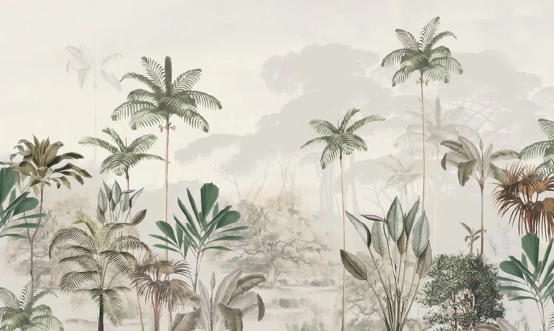 Panoramic jungle eden green wallpaper