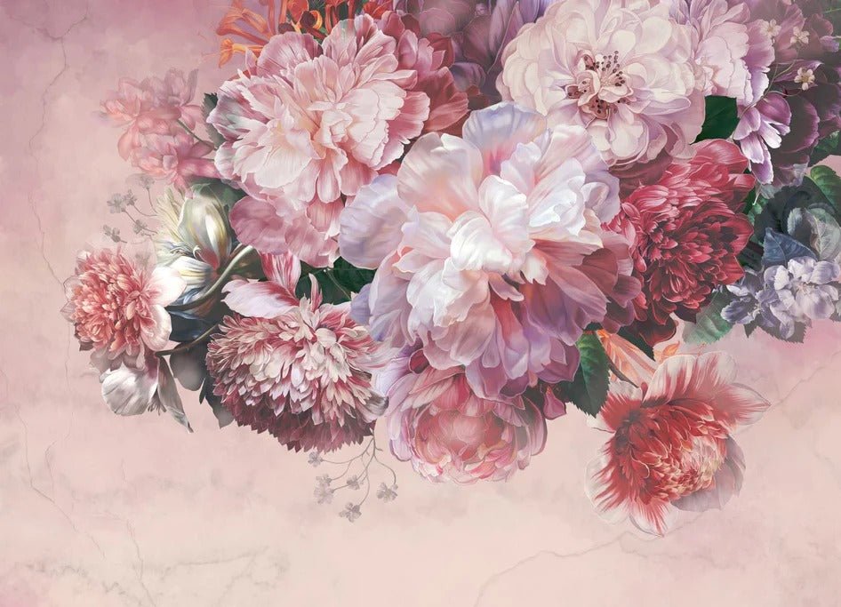 Papier peint panoramique pivoines rosé, XXL, tendance