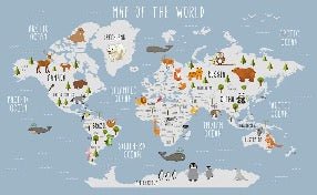 Wallpaper Illustrated world map Animals