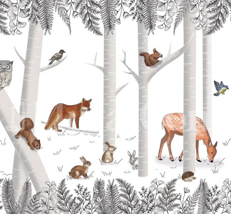 Enchanted wood and animals wallpaper