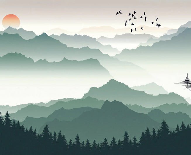 Mountain and sail on lake wallpaper