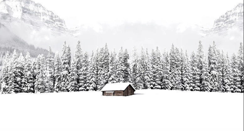 Panoramic mountain chalet wallpaper