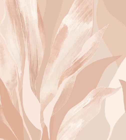Nude floral fabric wallpaper