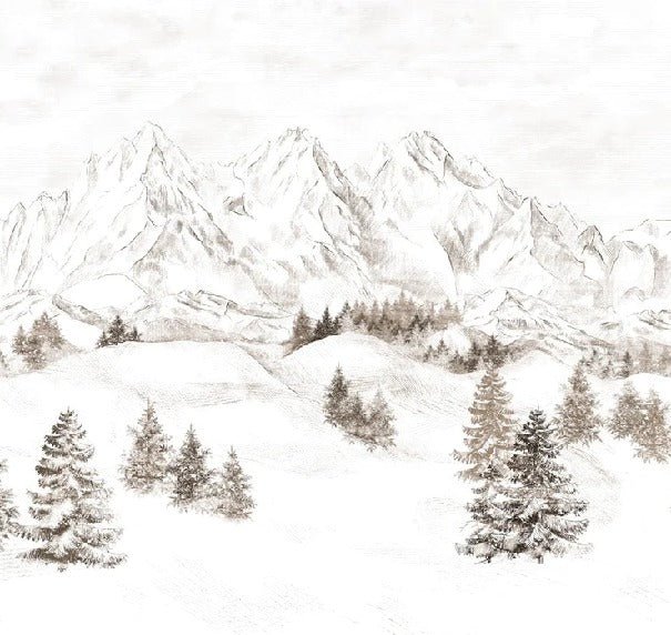 Papier peint montagne massif des Alpes, mural concept, tendance