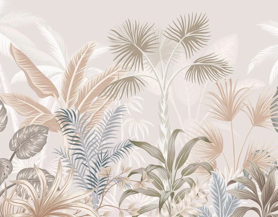 Panoramic terracotta jungle wallpaper