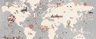 Kids panoramic world map wallpaper
