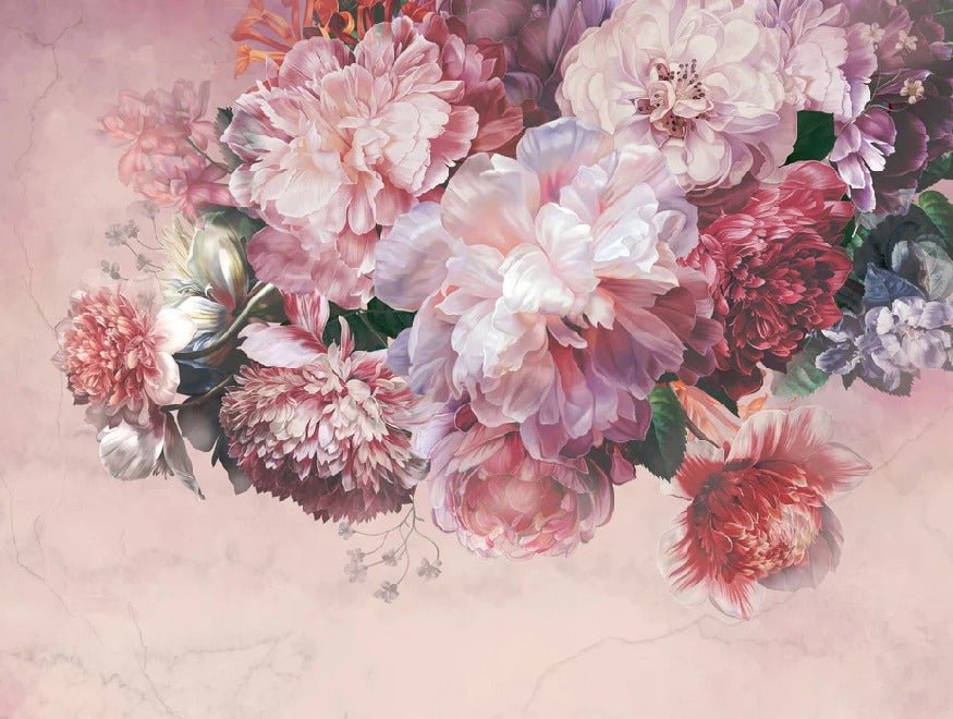 Papier peint panoramique pivoines rosé, XXL, tendance
