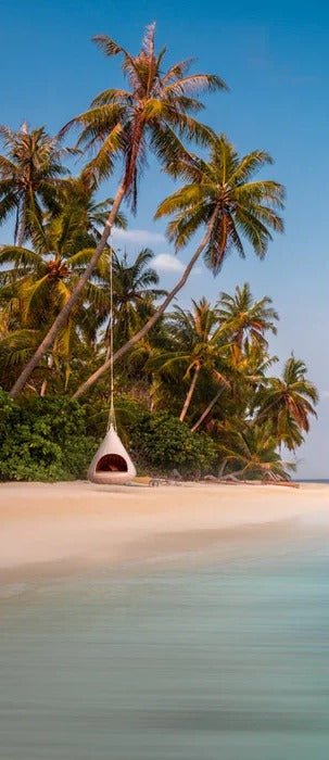 Panoramic coconut beach wallpaper