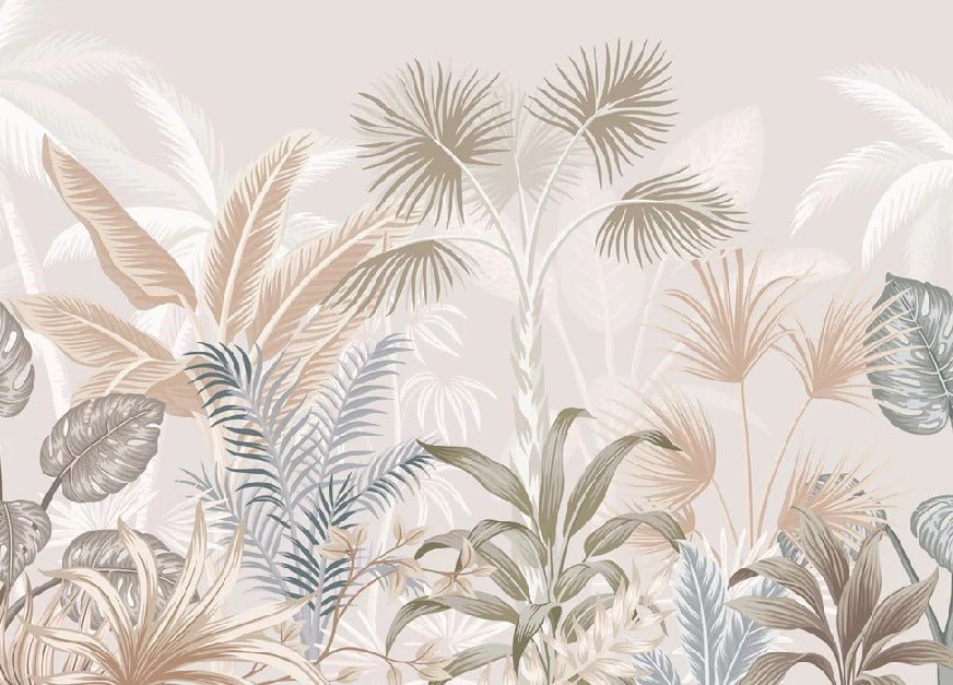 Panoramic terracotta jungle wallpaper