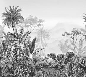 Tropical black and white wallpaper