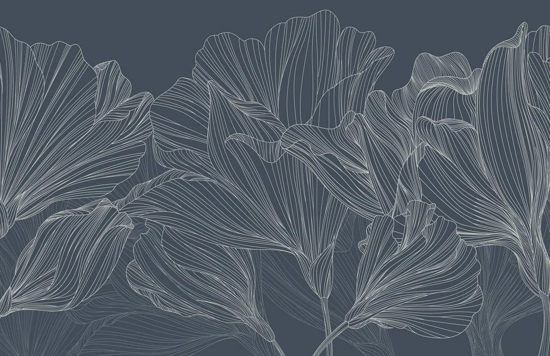 Blue waltz of flowers panoramic wallpaper