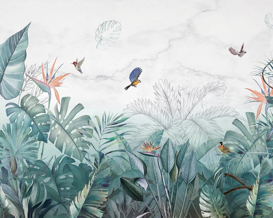 Blue marble jungle wallpaper