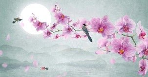 Orchid non-woven panoramic wallpaper