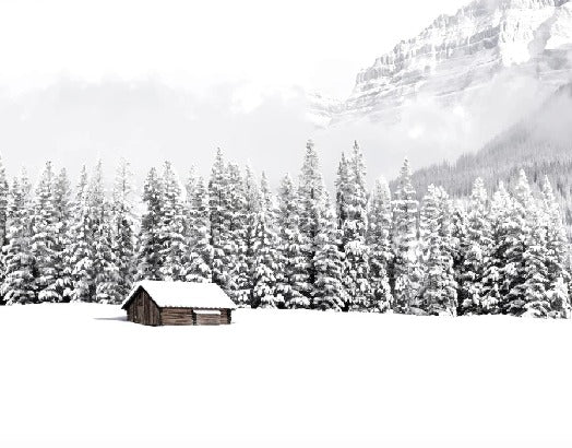 Panoramic mountain chalet wallpaper