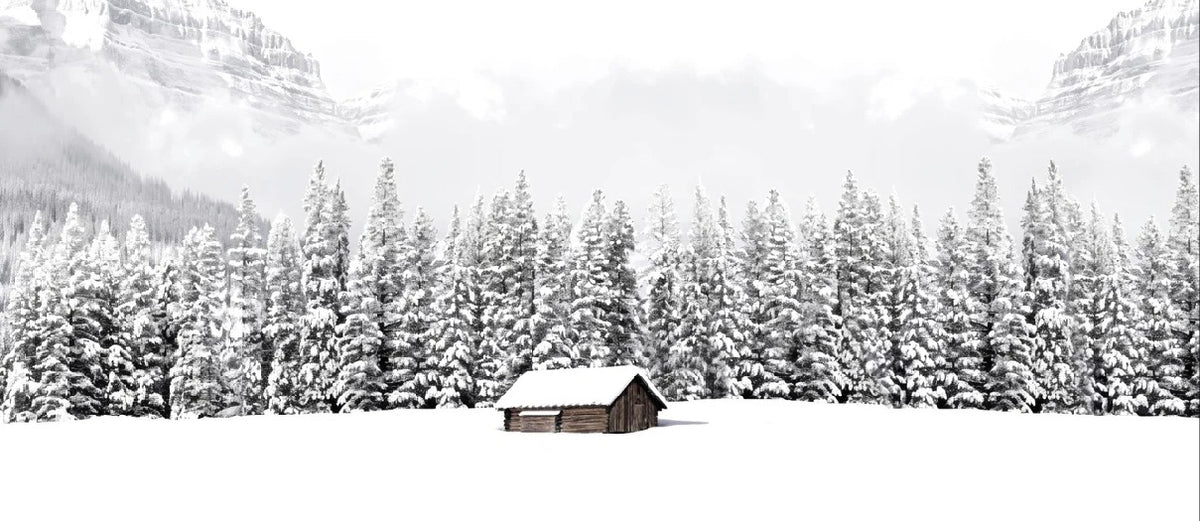 Panoramic mountain chalet wallpaper