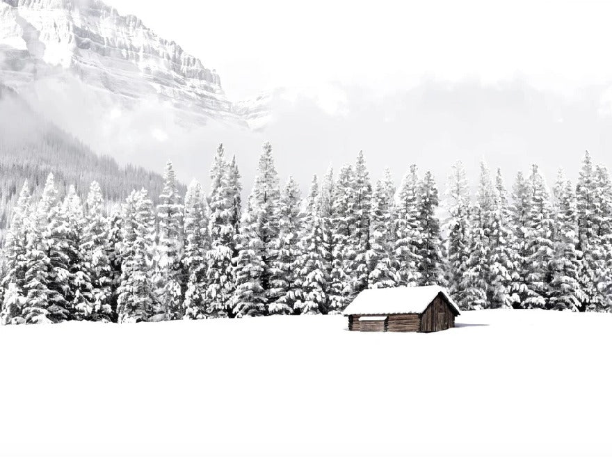 Panoramic mountain chalet wallpaper