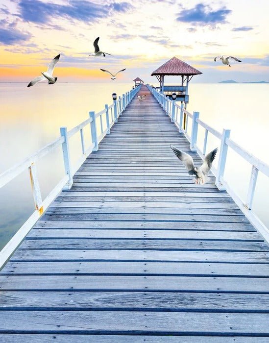 Trompe l'oeil wallpaper Pontoon sea view