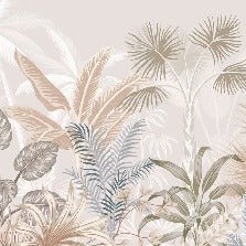 Panoramic terracotta jungle wallpaper