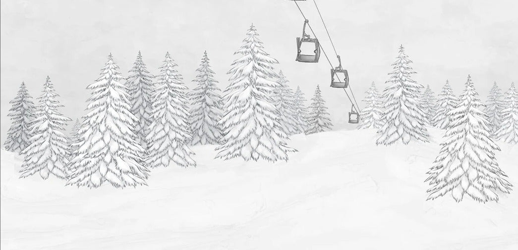 Black & white gondola mountain wallpaper