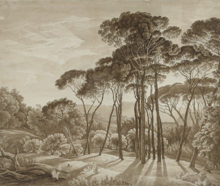 Panoramic amber Italian landscape wallpaper