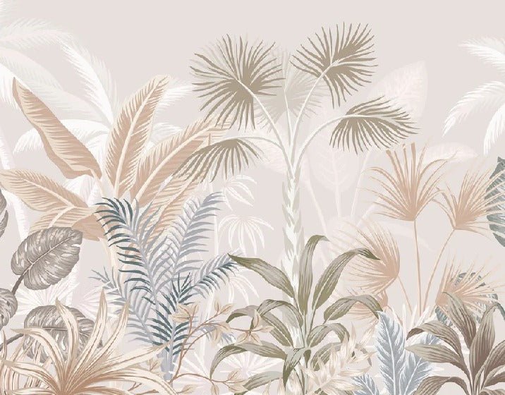 Panoramic terracotta jungle wallpaper