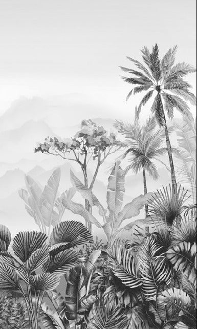 Tropical black and white wallpaper