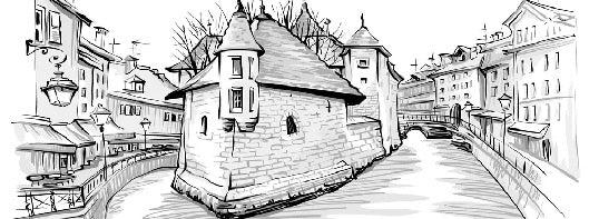 Black and white Venice of the Alps wallpaper