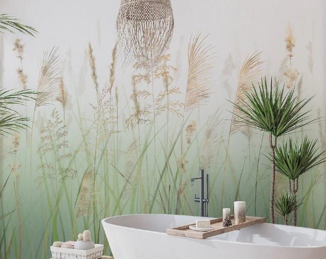 Green wheat field flower wallpaper