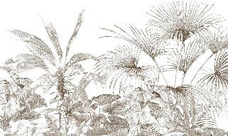 Monochrome engraving tropical wallpaper