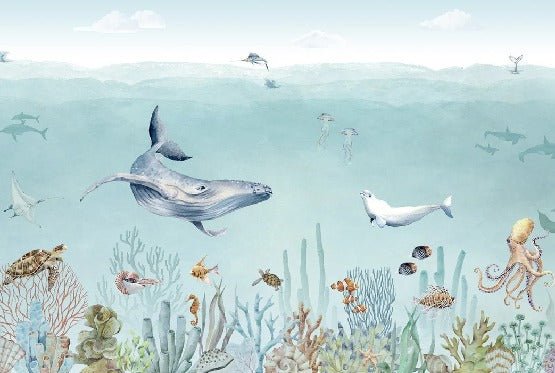 Panoramic sea life wallpaper