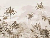 Panoramic jungle eden sepia wallpaper