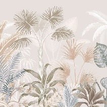 Panoramic terracotta jungle wallpaper