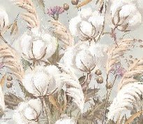 Panoramic cotton flower wallpaper