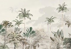Panoramic jungle eden green wallpaper