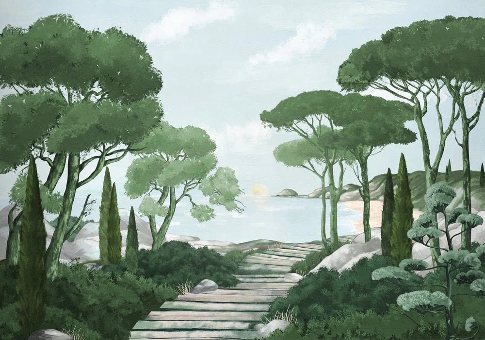 Stroll in the calanques wallpaper green