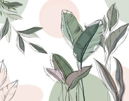 Green graphic plant panoramic wallpaper