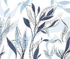 Papier peint fleur graphique bleu, XXL, tendance